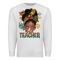 Oatmeal Heather math teacher life afro messy bun Premium Sweatshirt - NancyCooperArtShop