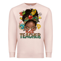 Pale Pink math teacher life afro messy bun Premium Sweatshirt - NancyCooperArtShop