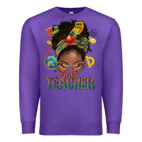 Purple math teacher life afro messy bun Premium Sweatshirt - NancyCooperArtShop