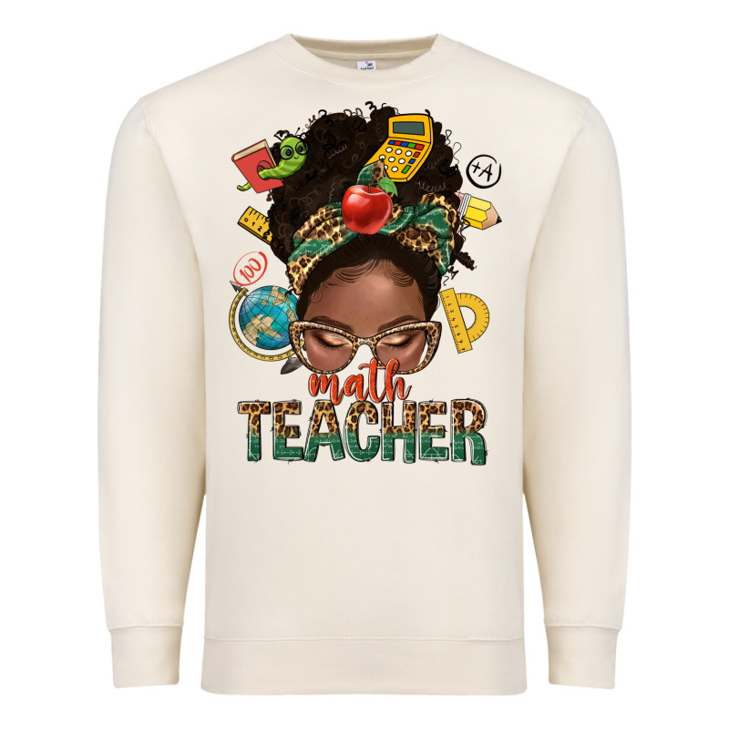 Math Teacher Life Afro Messy Bun Premium Sweatshirt by NancyCooperArtShop | Teevron