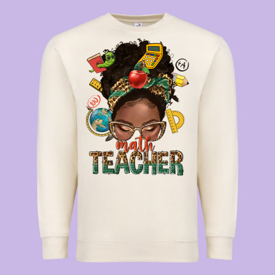 Math Teacher Life Afro Messy Bun Premium Sweatshirt Designed By Nancycooperartshop
