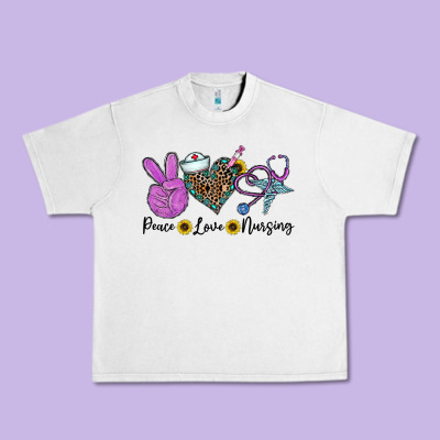 Peace Love Nursing Urban Heavy Tee Designed By Cowhidedigitalart