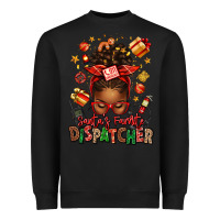 Black santa's favorite dispatcher afro messy bun Heavyweight Sweatshirt - texasbilliewilder