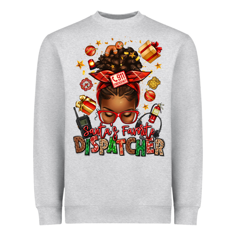 Santa's Favorite Dispatcher Afro Messy Bun Heavyweight Sweatshirt by texasbilliewilder | Teevron