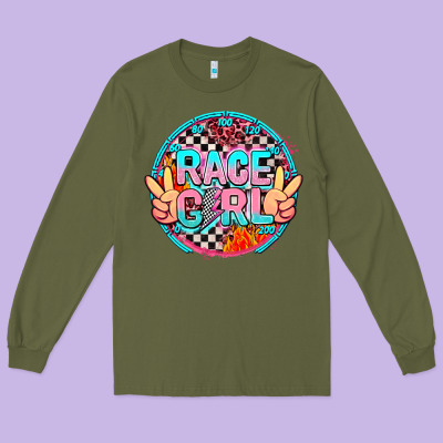 Race Girl With Leopard And Peace Hand Long Sleeve Tee Designed By Adodesignshop
