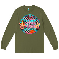 Army Green race girl with leopard and peace hand Long Sleeve Tee - AdoDesignShop