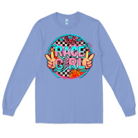 Colony Blue race girl with leopard and peace hand Long Sleeve Tee - AdoDesignShop