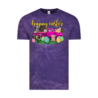 Cloud Purple happy easter truck with farm animal Vintage Tee - Neo Western