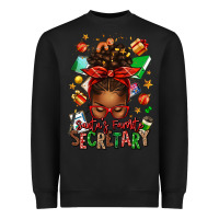 Black santa's favorite secretary afro messy bun Heavyweight Sweatshirt - texasbilliewilder