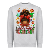 Heather Grey santa's favorite secretary afro messy bun Heavyweight Sweatshirt - texasbilliewilder