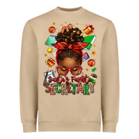 Santa's Favorite Secretary Afro Messy Bun Heavyweight Sweatshirt | Teevron