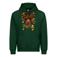 Forest Green Nana Claus Afro Messy Bun Urban Hoodie - texasbilliewilder
