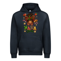 Navy Nana Claus Afro Messy Bun Urban Hoodie - texasbilliewilder