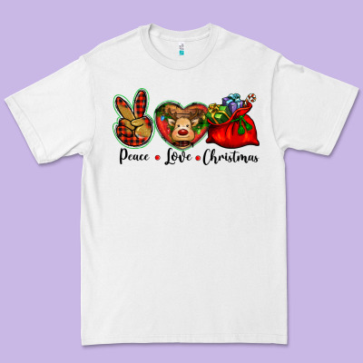 Peace Love Christmas Premium Tee Designed By Barkaloodesign