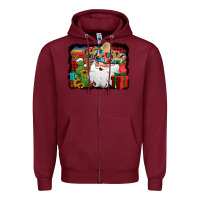 Burgundy Santa Claus Spanish Christmas Zipper Hoodie - Jasminsmagicworld