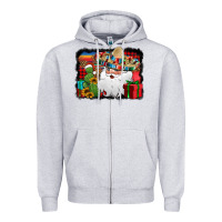 Heather Grey Santa Claus Spanish Christmas Zipper Hoodie - Jasminsmagicworld