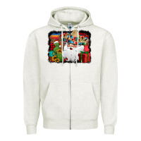 Oatmeal Heather Santa Claus Spanish Christmas Zipper Hoodie - Jasminsmagicworld