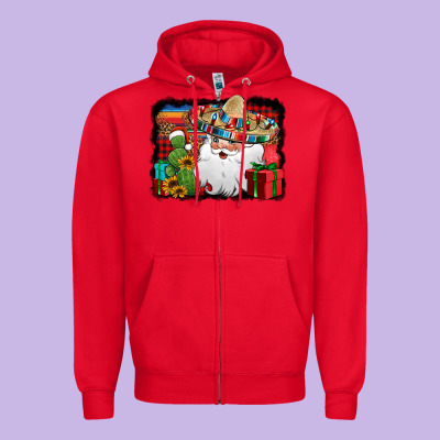 Santa Claus Spanish Christmas Zipper Hoodie Designed By Jasminsmagicworld