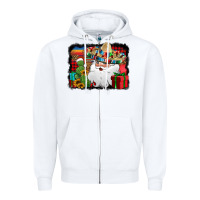 White Santa Claus Spanish Christmas Zipper Hoodie - Jasminsmagicworld