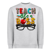 Heather Grey teach like a boss Heavyweight Sweatshirt - Zillion Design Studio