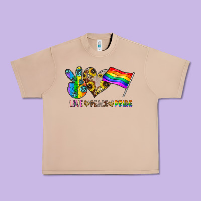 Peace Love Pride Urban Heavy Tee Designed By Cowhidedigitalart