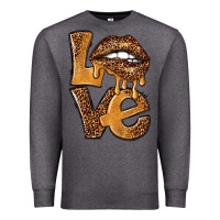 Charcoal Heather love leopard with lips Premium Sweatshirt - NancyCooperArtShop