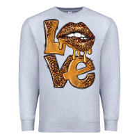 Heather Grey love leopard with lips Premium Sweatshirt - NancyCooperArtShop