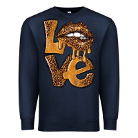 Navy love leopard with lips Premium Sweatshirt - NancyCooperArtShop