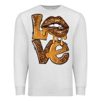 Oatmeal Heather love leopard with lips Premium Sweatshirt - NancyCooperArtShop