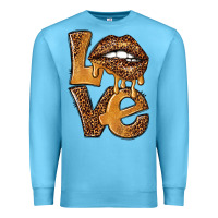 Ocean Blue love leopard with lips Premium Sweatshirt - NancyCooperArtShop