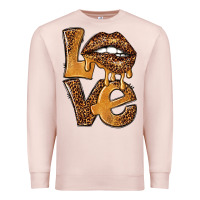 Pale Pink love leopard with lips Premium Sweatshirt - NancyCooperArtShop