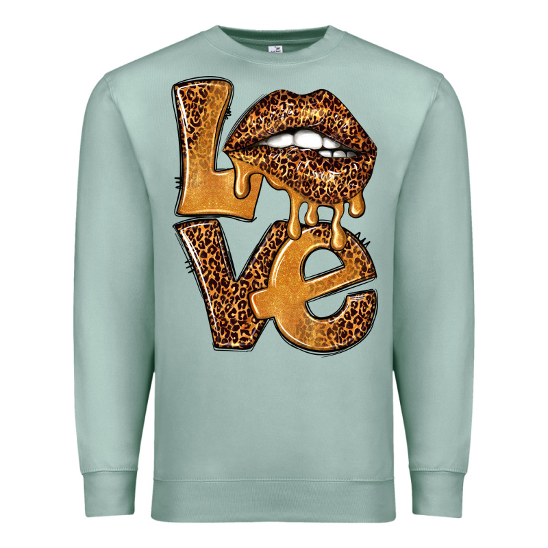 Love Leopard With Lips Premium Sweatshirt by NancyCooperArtShop | Teevron