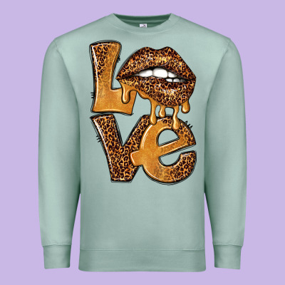 Love Leopard With Lips Premium Sweatshirt Designed By Nancycooperartshop