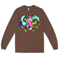 Chestnut heart earth and cancer ribbon Long Sleeve Tee - AdoDesignShop