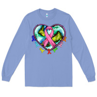 Colony Blue heart earth and cancer ribbon Long Sleeve Tee - AdoDesignShop