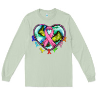 Matcha heart earth and cancer ribbon Long Sleeve Tee - AdoDesignShop