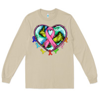 Mushroom heart earth and cancer ribbon Long Sleeve Tee - AdoDesignShop