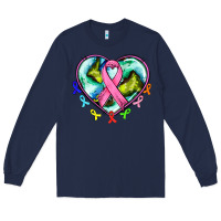 Heart Earth And Cancer Ribbon Long Sleeve Tee | Teevron