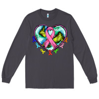 Smoke heart earth and cancer ribbon Long Sleeve Tee - AdoDesignShop