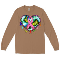 Toasted Coconut heart earth and cancer ribbon Long Sleeve Tee - AdoDesignShop