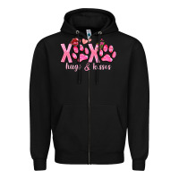 Black xoxo hugs and kisses paws Zipper Hoodie - NancyCooperArtShop