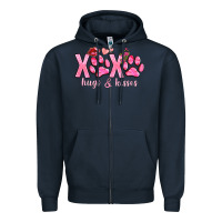 Navy xoxo hugs and kisses paws Zipper Hoodie - NancyCooperArtShop