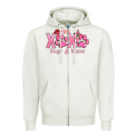 Oatmeal Heather xoxo hugs and kisses paws Zipper Hoodie - NancyCooperArtShop