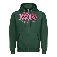 Sports Green xoxo hugs and kisses paws Zipper Hoodie - NancyCooperArtShop