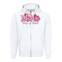 White xoxo hugs and kisses paws Zipper Hoodie - NancyCooperArtShop