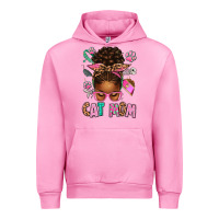 Fuchsia Pink Afro Messy Bun Cat Mom Urban Hoodie - texasbilliewilder