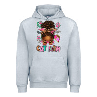 Heather Grey Afro Messy Bun Cat Mom Urban Hoodie - texasbilliewilder