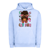 Pigment Grape Ice Afro Messy Bun Cat Mom Urban Hoodie - texasbilliewilder