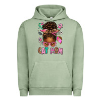Pigment Oil Green Afro Messy Bun Cat Mom Urban Hoodie - texasbilliewilder