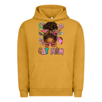 Pigment Peanut Butter Afro Messy Bun Cat Mom Urban Hoodie - texasbilliewilder